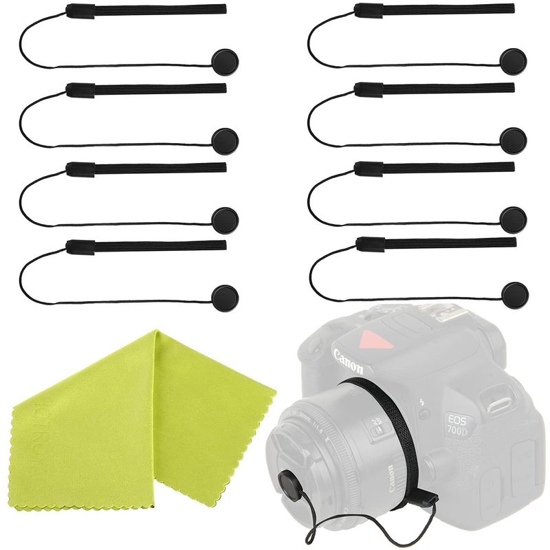 CarPro Camera Lens Cap Keeper Lens Cap Holder Prevent Lens Cap Lost for DSLR SLR Camera Canon/Nikon/Sony/Panasonic/Fujifilm Camera with Microfiber Cleaning Cloth (8 Pack) - Image 1